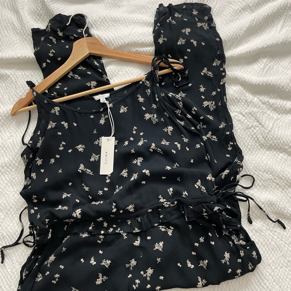 Tavik Black Floral Print Slouchy Sleeveless Jumpsuit
